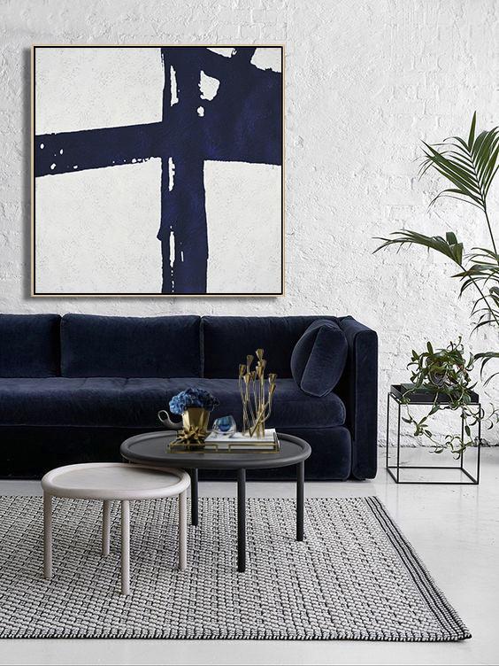 Navy Blue Minimalist Painting #NV188A - Click Image to Close